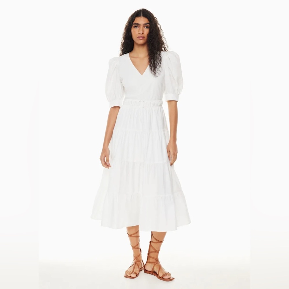 Little moon | Dario Poplin Dress in White Size 4